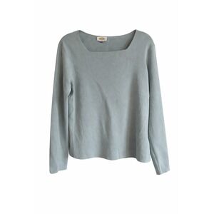 Talbots Jade Green Knit Square Neck Top NWT Size XL Long Sleeve